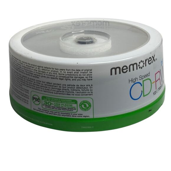 SEALED Memorex 25PK Spindle High-Speed CD-RW Rewritable 12X700MB 80min BLANK CD - Picture 6 of 10